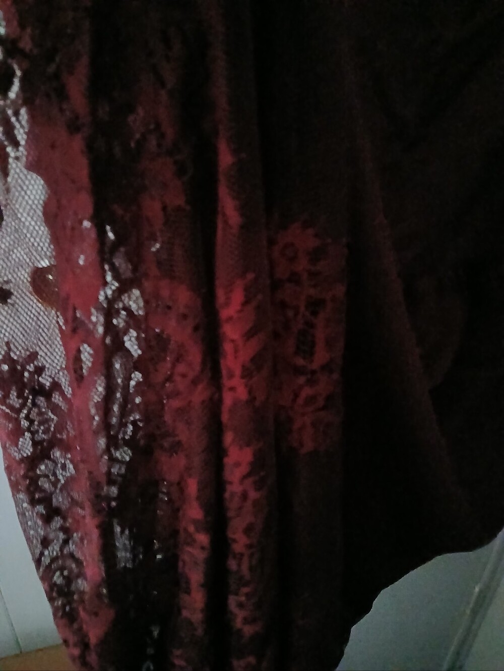 Womens Maroon Tiered Dress Plus Size - Picture 5 of 6